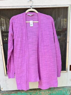 LOFT Open-Front Cardigan in Magenta Pink